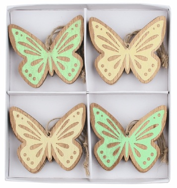 Fa lepke 7 x 6 x 0,5 cm akasztásra, 8 db dobozban