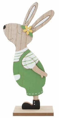 Zöld fa nyúl 13 x 30 x 5 cm állványon