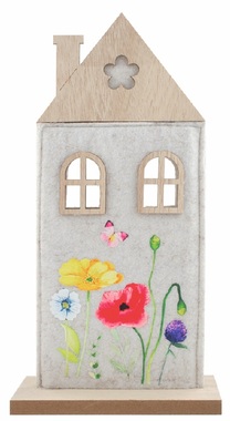 Tavaszi dekoráció filc házikó 14 x 27 x 5 cm álló