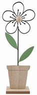 Fém virág zöld levelekkel 11 x 31,5 x 5 cm talpon