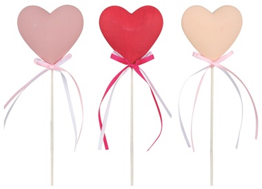 Plastic Heart on Stick 6,5 x 6,5 x 1 cm + Stick