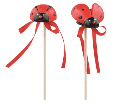 Plastic Ladybird on Stick 3 x 2,5 x 3 cm + Stick