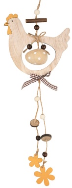 Hanging Wooden Hen 12 x 32 x 1 cm