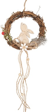 Wicker Wreath w/Rabbit 13 x 13 x 3 cm + stuha
