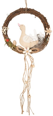 Wicker Wreath w/Duck 19 x 19 x 3 cm + stuha