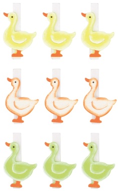 Wooden Goose 3 x 3,5 x 0,3 cm on Clip 9 pcs