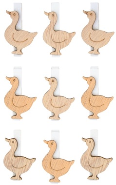 Wooden Goose 3 x 3,5 x 0,3 cm on Clip 9 pcs