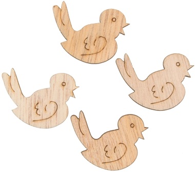 Wooden Bird 3 x 2,5 x 0,3 cm W/Double-Sided Tape 24 pcs