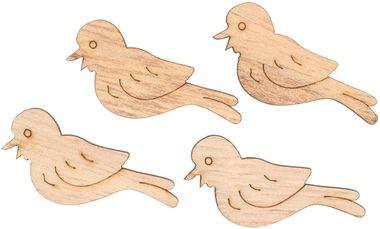 Wooden Bird 3,5 x 2,5 x 0,3 cm W/Double-Sided Tape 24 pcs
