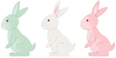Wooden Rabbit 3 x 4 x 0,3 cm w/Double-sided Sticker 24 pcs