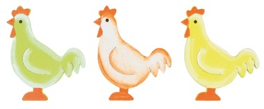 Wooden Hen 3,5 x 4 x 0,3 cm w/Double-sided Sticker 24 pcs
