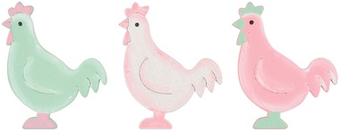 Wooden Hen 3,5 x 4 x 0,3 cm w/Double-sided Sticker 24 pcs