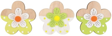 Wooden Flower 6,5 x 6,5 x 0,5 cm on Clip 3 pcs