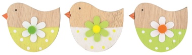 Wooden Bird 6 x 6 x 0,5 cm on Clip 3 pcs