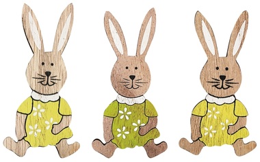 Wooden Rabbit 7,5 x 3 x 0,3 cm on Clip 3 pcs