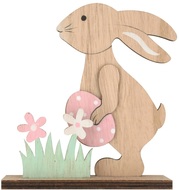 7284 Zaj&iacute;c dřevěn&yacute; na postaven&iacute; 13 cm s růžov&yacute;m vaj&iacute;čkem-1