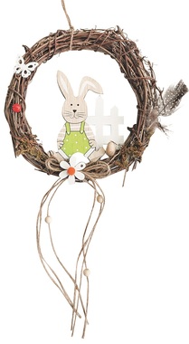 Hanging Wreath w/Rabbit dia 18 x 18 x 3 cm + stuha
