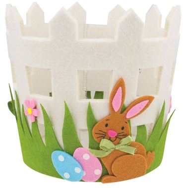 Felt Basket w/Rabbit 16 x 15 x 16 cm 