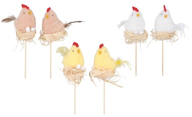 Hen, Rooster in the Nest 7 x 9 x 7 cm + stick