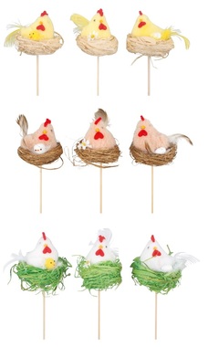 Hen in the Nest 7 x 9 x 7 cm + stick