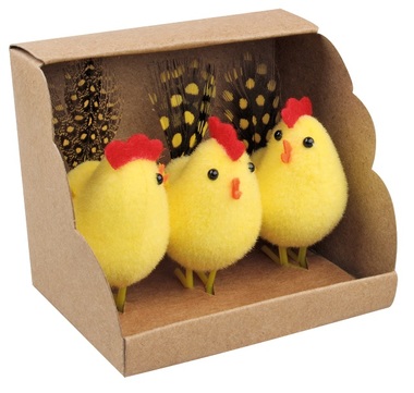 Yellow Hens 3 x 6 x 4 cm, 3 pcs in Paper Box