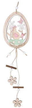 Hanging Wooden Egg with Hen 10 x 36 x 1 cm