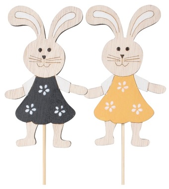 Wooden Rabbit 6 x 11 x 0,5 cm + stick