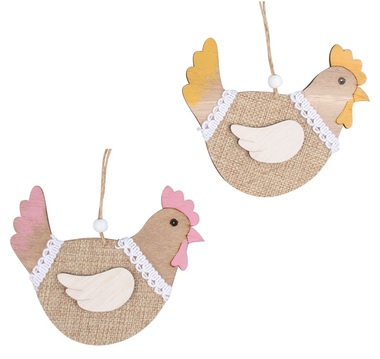 Hanging Wooden Hen 13 x 11 x 0,5 cm 