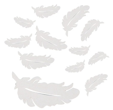 Wooden Feathers Mix of Sizes 5 x 4 x 0,3 cm, 12 pcs 
