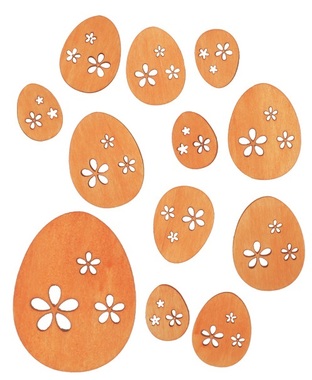 Wooden Eggs Mix of Sizes 3 x 4 x 0,3 cm, 12 Pcs 