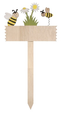 Wooden Label with Bees 16 x 40 x 0,5 cm