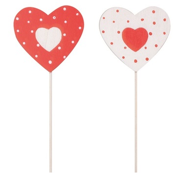 Wooden Heart 6,5 x 6 x 0,3 cm + stick