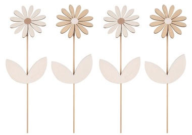 Wooden Flower with Moving Bloom, Brown 6 x 24 x 0,5 cm