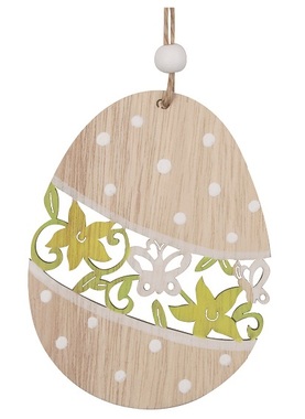 Wooden Egg Carved for hanging 8 x 10 x 0,5 cm