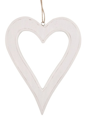 White Wooden Heart for hanging 15 x 19,5 x 1 cm
