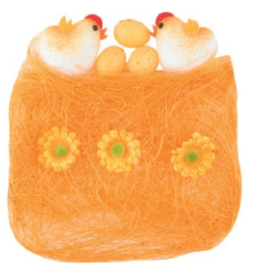 Sisal with Decorations 13 x 12 x 4 cm Bag, Orange