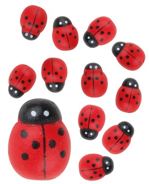 Wooden Ladybug 1,5 cm, 12 pcs 