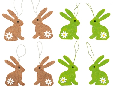 Hanging Rabbits 8 x 5 x 0,3 cm, 4 pcs