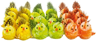 Easte Chickens Colorful 3 x 4,5 x 3,5 cm, 24 pcs 