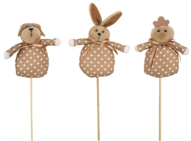 Brown Fabric Easter Animal 8 x 9 x 3 cm + Stick