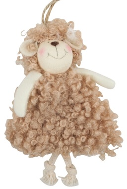 Hanging Brown Curly Sheep 9 x 13 x 3 cm