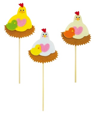Hen in Nest on Stick 8 x 10 x 0,5 cm + Stick 