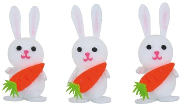 Rabbits with Carrot in Box 3 x 6 x 3 cm, 3 pcs
