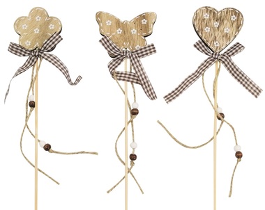 Decoration on Stick 7 x 6 x 0,5 cm + stick, Wood