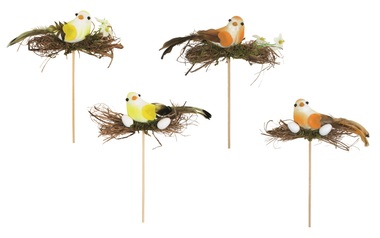 Bird in Nest  12 x 6 x 4 cm + Stick