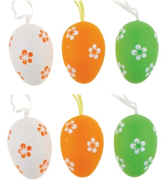 Hanging Plastic Eggs 6 cm, 6 pcs in polybag