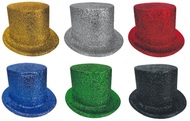 Top Hat with Glitter, height 13 cm