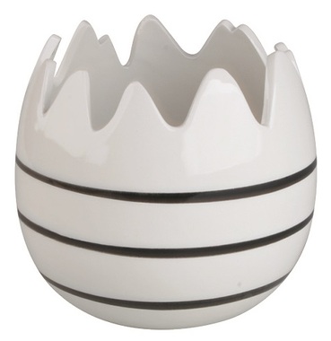 Flower Pot with Black Stripes from Ceramic 12,5 x 11 x 12,5 cm 