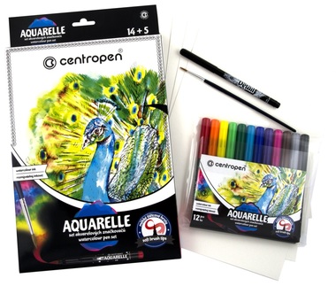 AQUARELLE – Watercolor Paint Set, 12 pcs + accessories, CENTROPEN