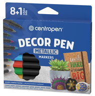 DECORPEN METALLIC markers for metal, glass, plastic, ceramic, stone, 8+1 pcs, CENTROPEN